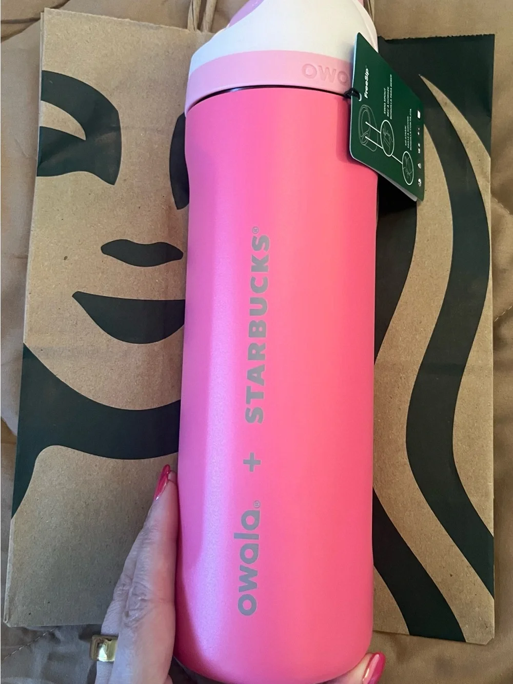 OWALA + STARBUCKS Pink Insulated Travel Bottle